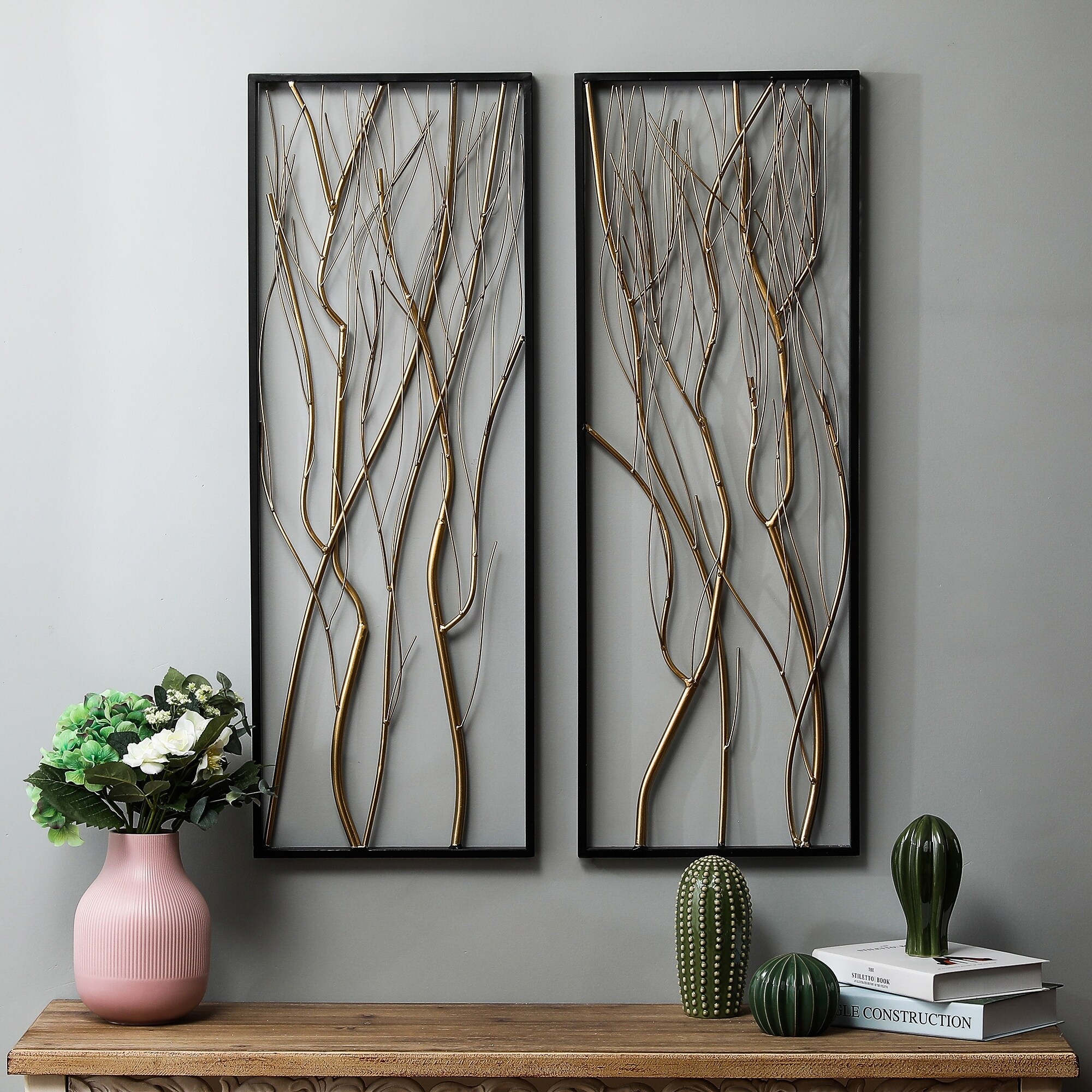 Modern wall art set of 2 Abstract Metal Wall Sculpture panel abstract home deco