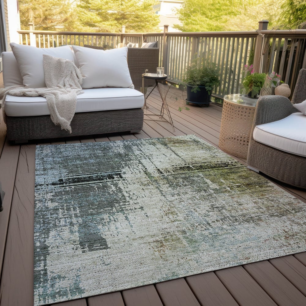 Machine Washable Indoor/ Outdoor Chantille Abstract Ombre Rug