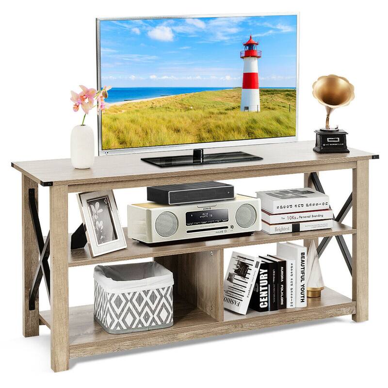Gymax 3-Tier TV Stand Entertainment Center for TV's up to 55'' w/ Open - 47'' x 16'' x 23.5''