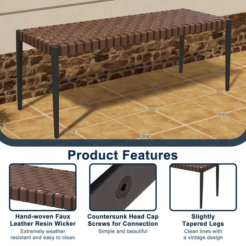 All-Iron Detachable Rattan Bench