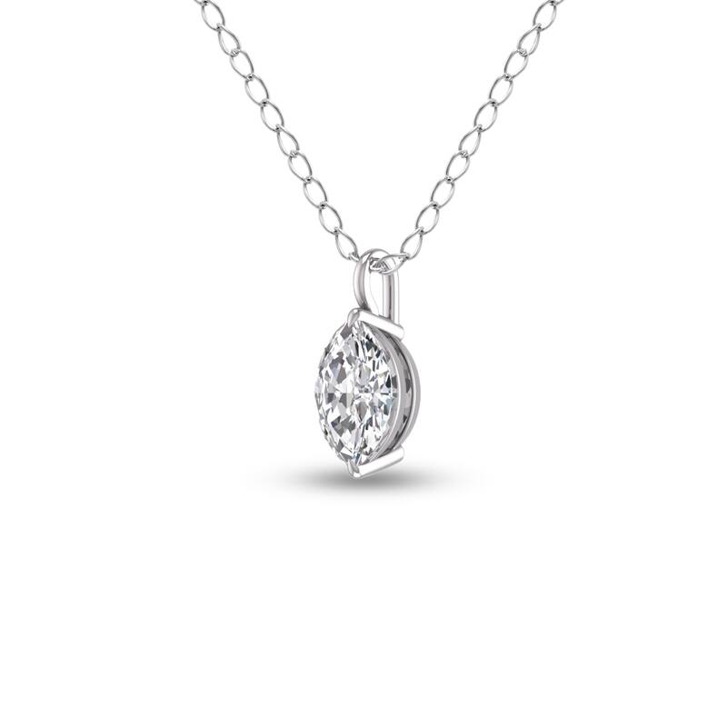 Marquee Lab Grown 1/2 Carat Marquise Solitaire Diamond Pendant in 14K White Gold