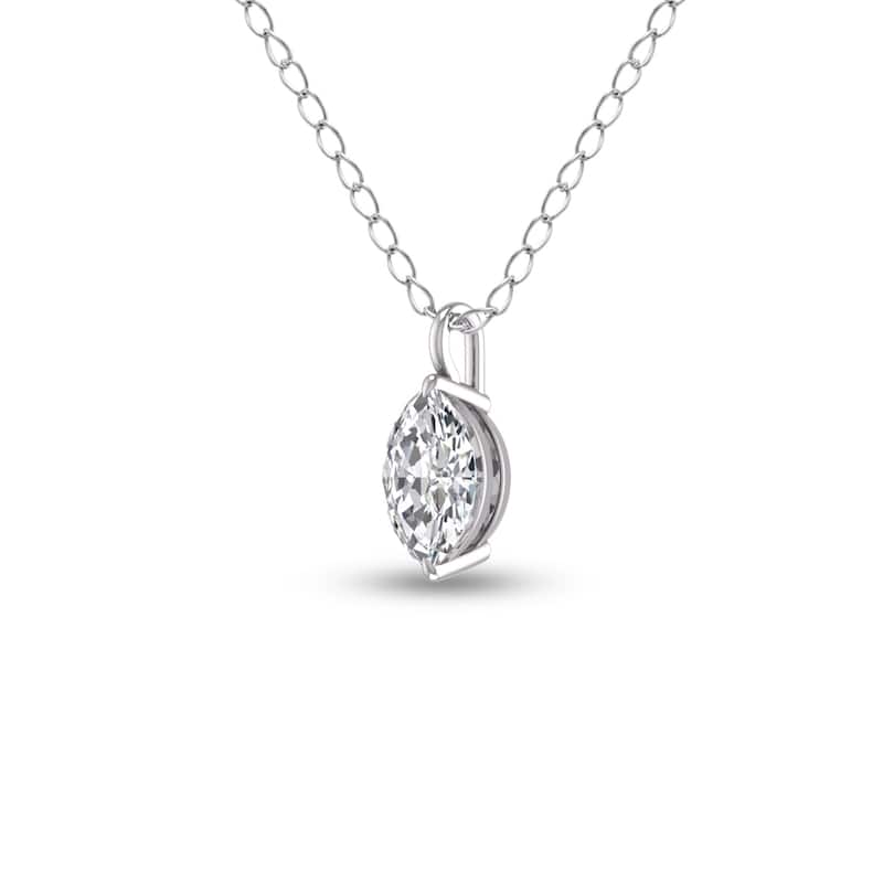 Marquee Lab Grown 1/4 Carat Marquise Solitaire Diamond Pendant in 14K White Gold