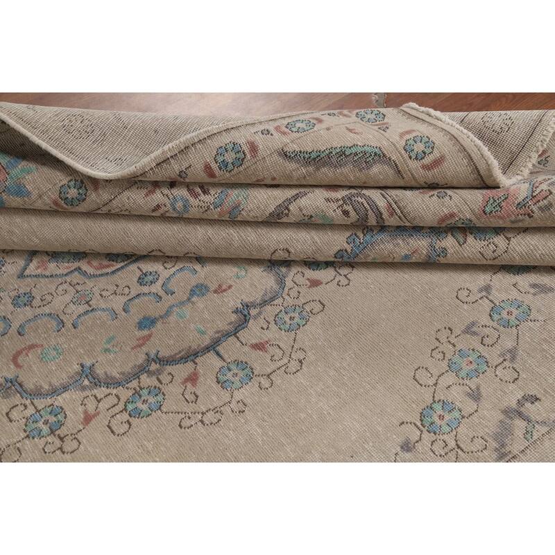 Geometric Tabriz Persian Area Rug Hand-Knotted Oriental Wool Carpet - 8'0"x 10'6"