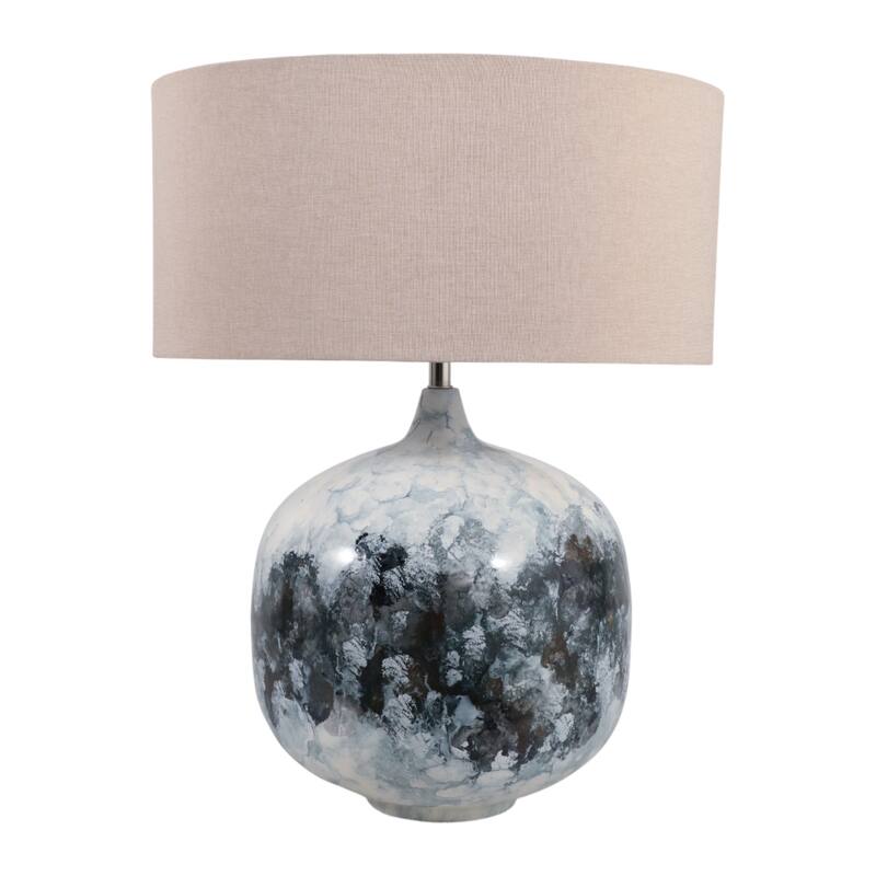 Metal Table Lamp Rounded Base Drum Shade Glam Modern Accent Lighting