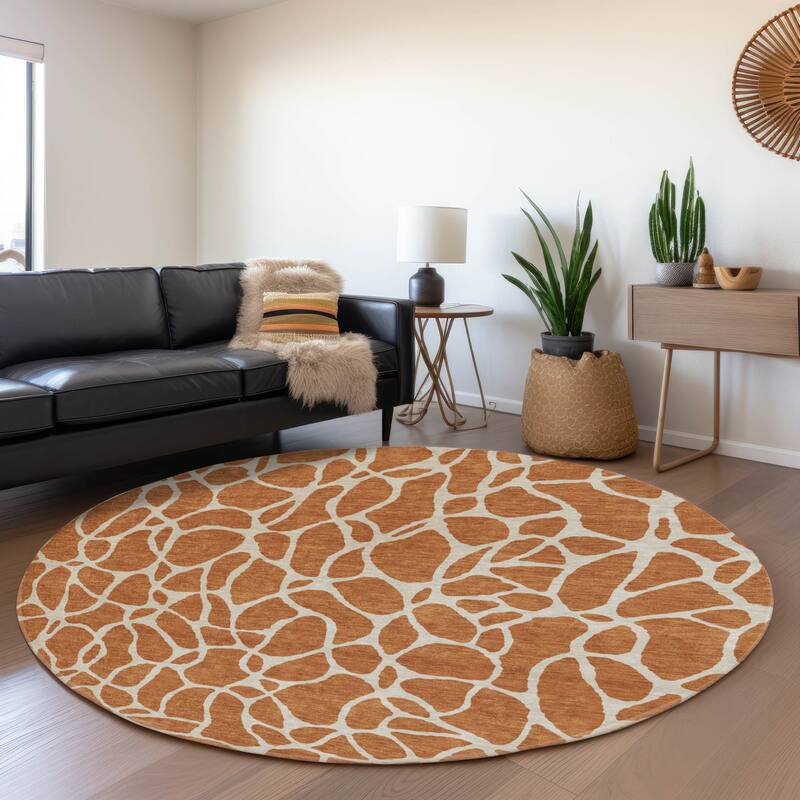 Premium Washable Super Soft Contemporary Ellie Mayfield Rug - Paprika - 8' x 8'