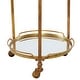 preview thumbnail 4 of 5, Brass Metal Rolling 2 Mirrored Shelves Bar Cart with Wheels and Handle