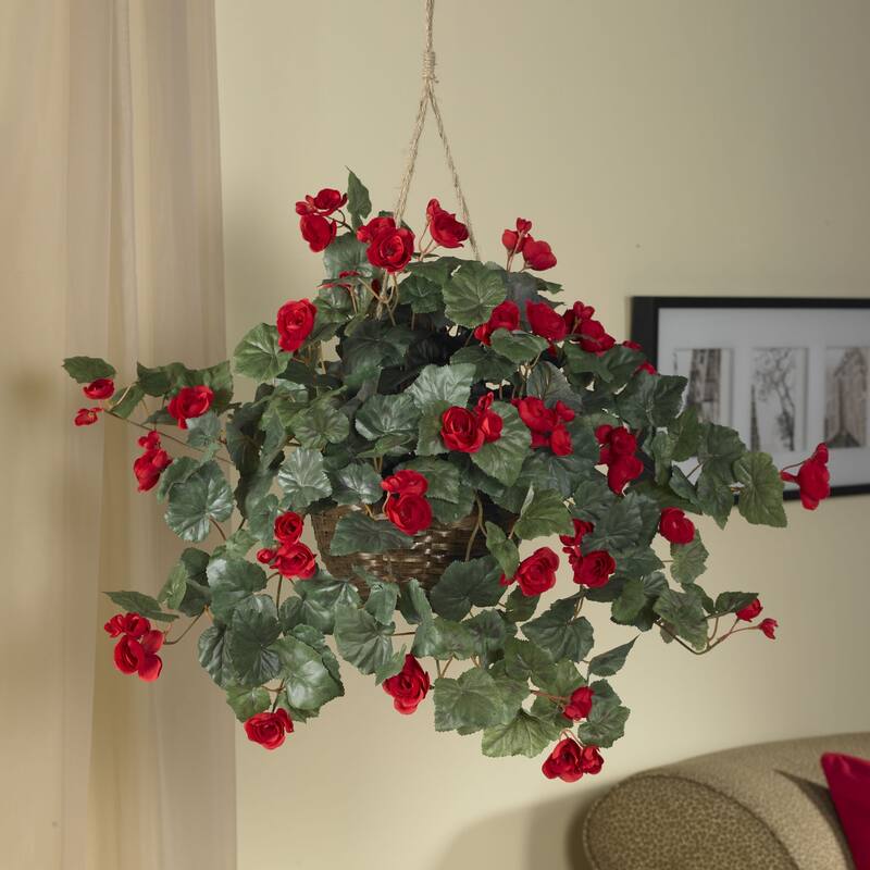 32" Artificial Begonia Flower with Hanging Basket