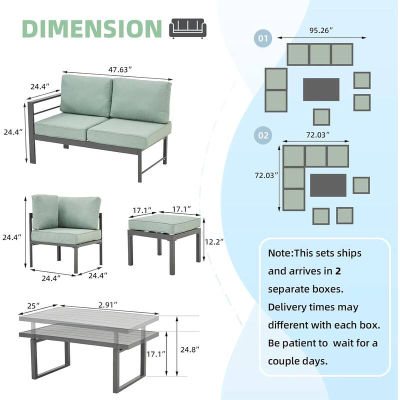 AECOJOY Aluminum Patio Furniture Set Outdoor Conversation Table and Chair