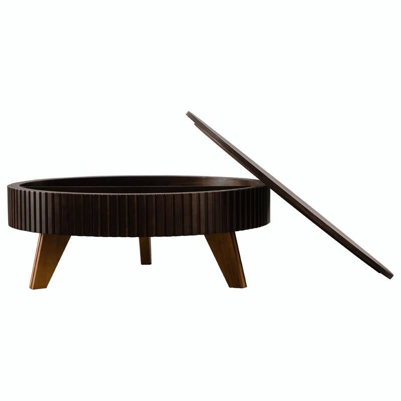 Retro Round Coffee Table with Storage