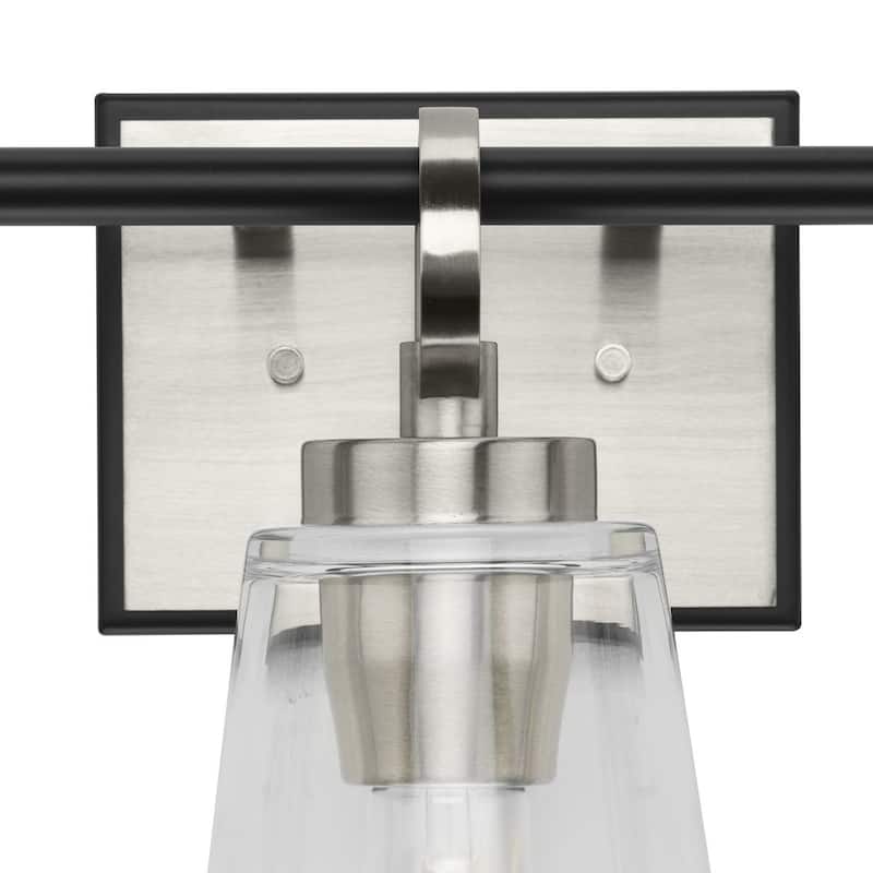 Cassell Collection Three-Light Brushed Nickel Matte Black Luxe Industrial Bath & Vanity Light - 24.12 in x 6.62 in x 9.12 in