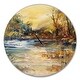 preview thumbnail 2 of 8, Designart 'Stream in Forest Oil Painting' Oversized Traditional Wall CLock