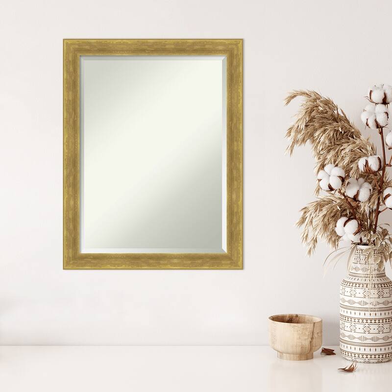 Angled Beveled Wood Framed Wall Mirror