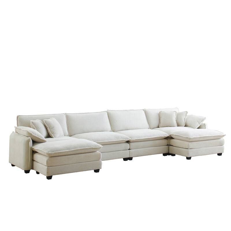 Over Size Flexible Combinations Modular Sofa Set with Ottomans - Beige