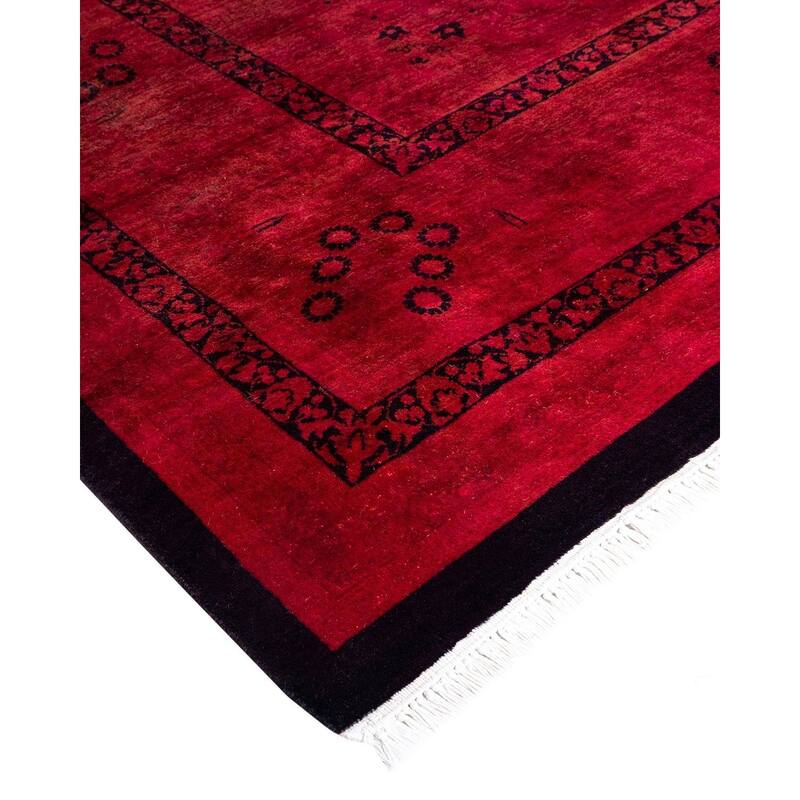 Overton Hand Knotted Wool Vintage Inspired Modern Contemporary Overdyed Pink Area Rug - 11' 3" x 16' 1"
