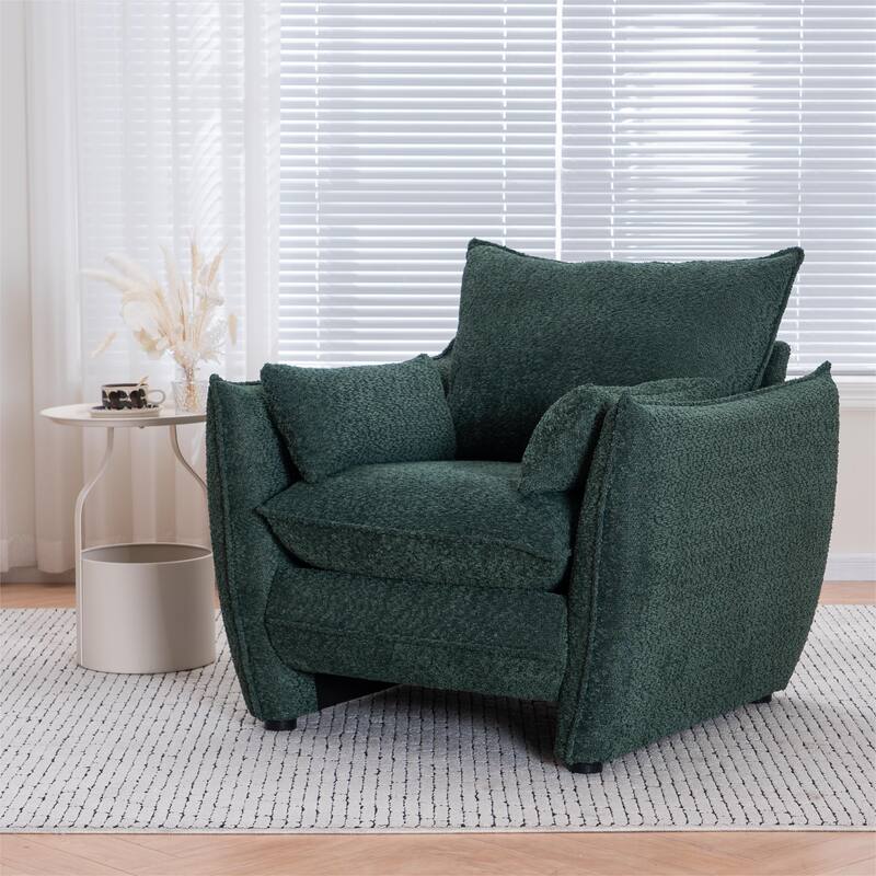 Sharp-Angle Single Sofa Chair with Side Pockets, Multifunctional Lounge Reading Chair, Ergonomic Upholstered Armchair