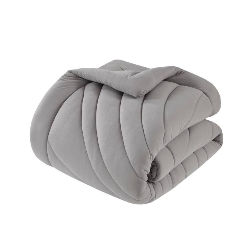 2 PCS Twin/Twin XL Poly Jersey Puffy Comforter Set Gray
