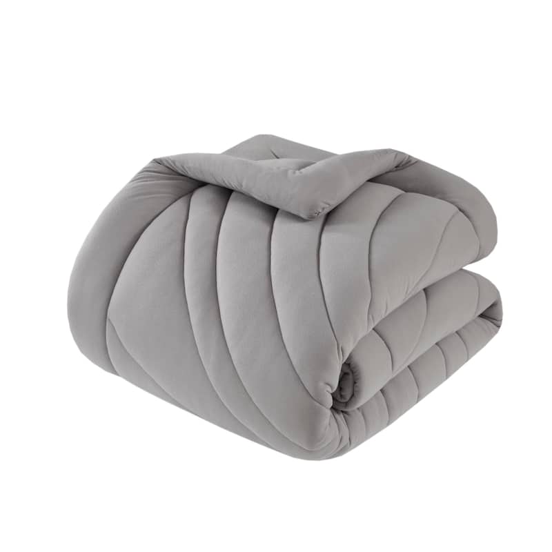3 PCS Full/Queen Poly Jersey Puffy Comforter Set Gray