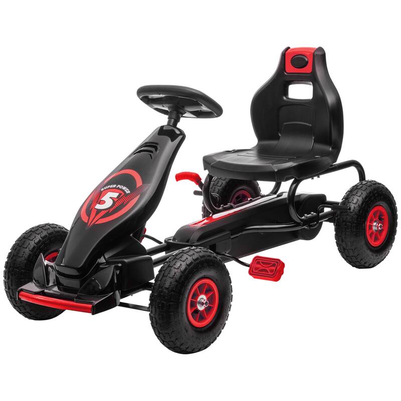 Pedal Go Kart for Kids 5-12 Years, Ergonomic Seat, Suspension System & Handbrake, Rubber Wheels