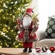 preview thumbnail 9 of 92, Glitzhome 18"H Faux Fur Christmas Santa Figurines with Porcelain Face