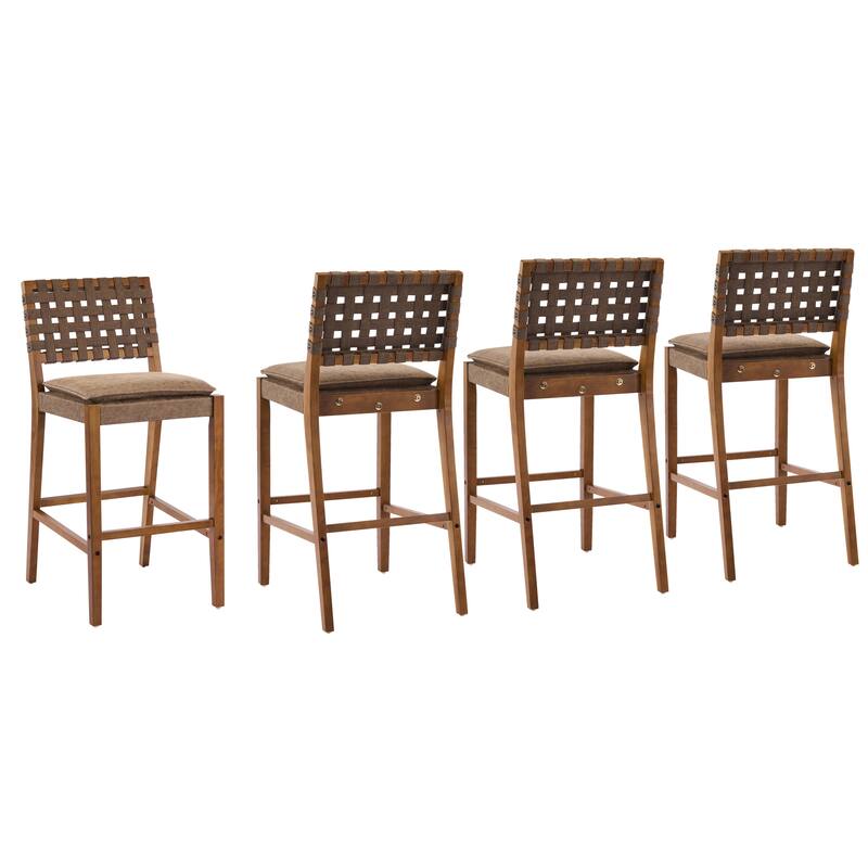 Christopher Knight Home - Rieti Industrial-Inspired Barstool Set with Crossback PU Upholstery and Wooden Frame