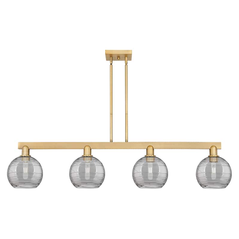 Innovations Lighting Endless Possibilities Arcadia - Athens Deco Swirl - 4 Light 51" Stem Hung Island Light - Brushed Brass