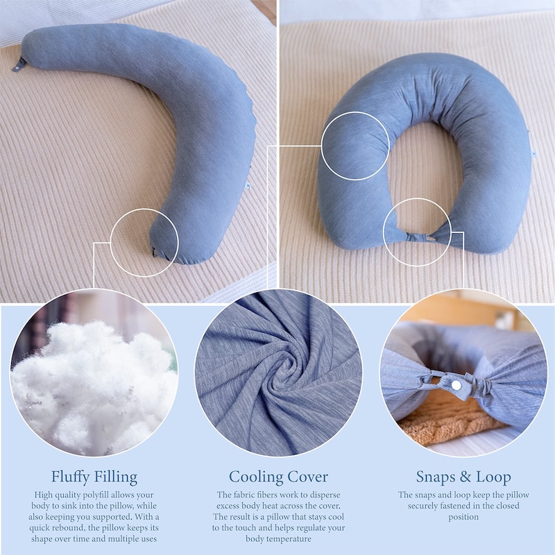 Crescent Cooling Pregnancy Pillows Body Pillow for Adults Side Sleeper ...
