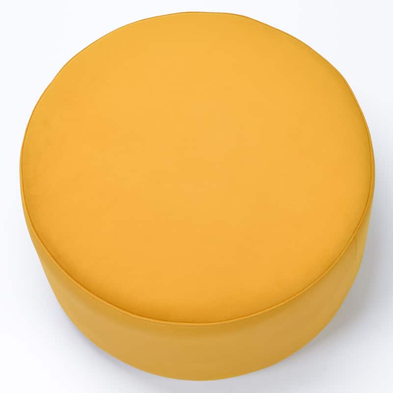 KINWELL Round Upholstered Pouf Ottoman Footrest