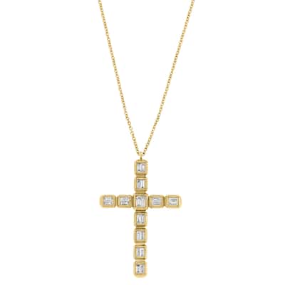 Effy Women's 14K Yellow Gold Diamond Cross Necklace