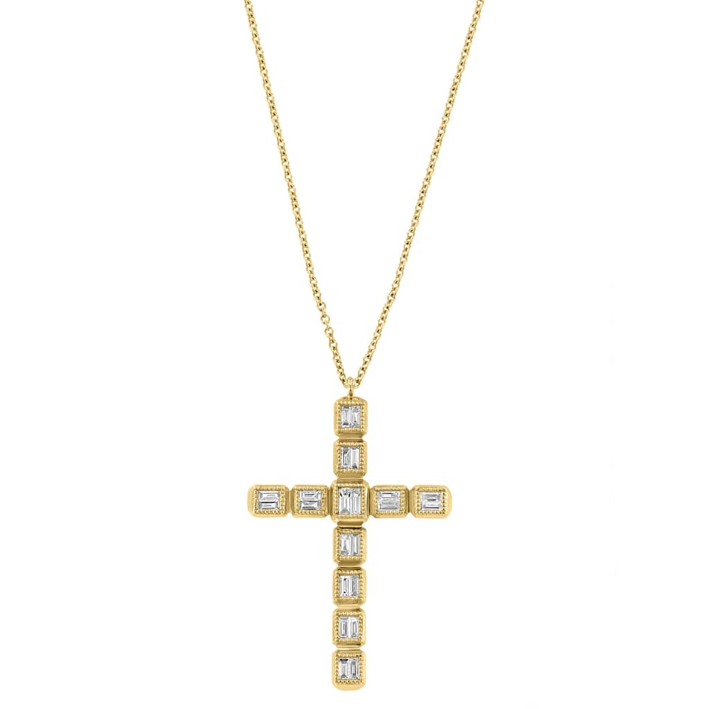 Effy Women's 14K Yellow Gold Diamond Cross Necklace