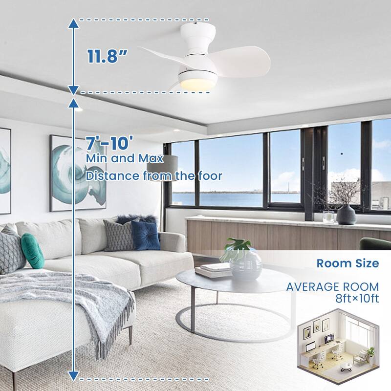 22"/23"/29" Flush Mount Ceiling Fan with Light and Remote Control for Small Room,Patio,Kitchen,Bedroom