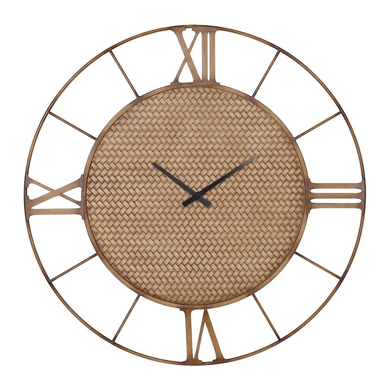 Indira Woven Metal Round Roman Wall Clock - 33"H x 33"W x 1.5"D