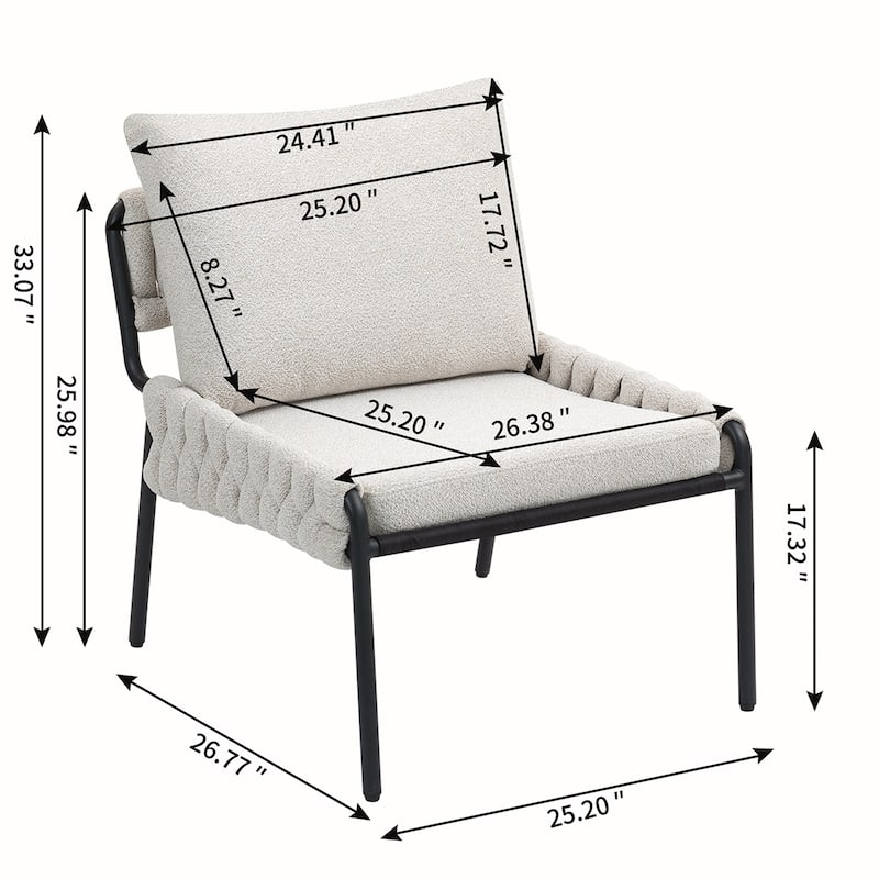 Braided Upholstery Metal Frame Chair