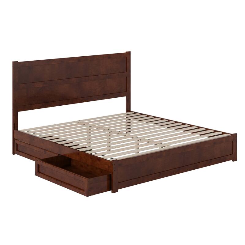 Aveline Wood Platform Bed with Matching Footboard & Storage Drawers