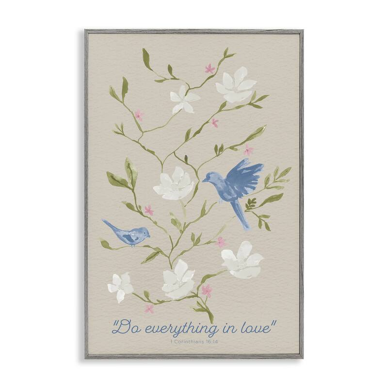 Stupell Floral Do Everything In Love Framed Giclee Art Design By Lucille Price - 20 x 30 - Grey