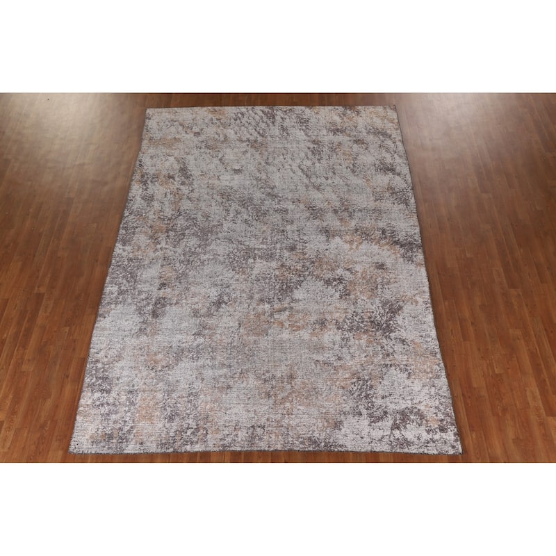 Beige Modern Area Rug Handmade Wool Carpet - 8'0"x 11'4"