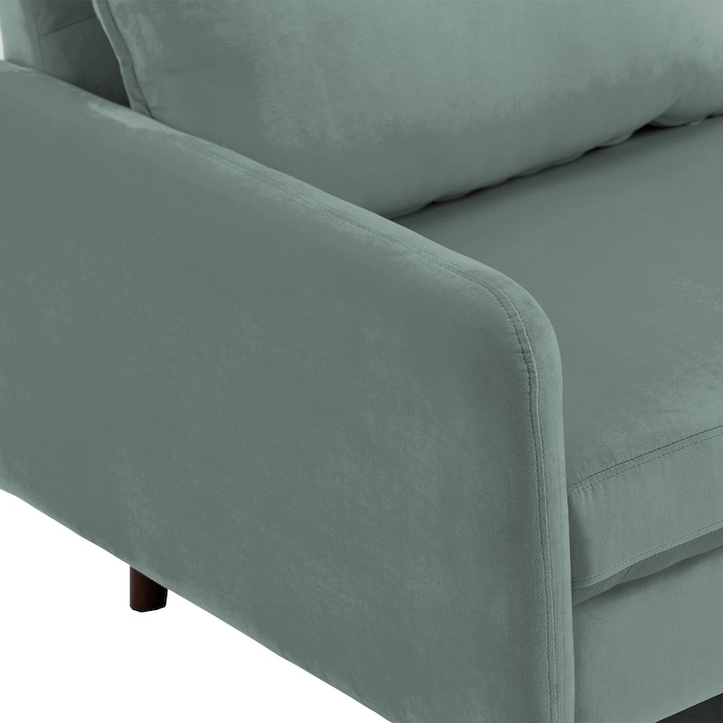 2 Pices Velvet Loveseat Wood Legs Sofa
