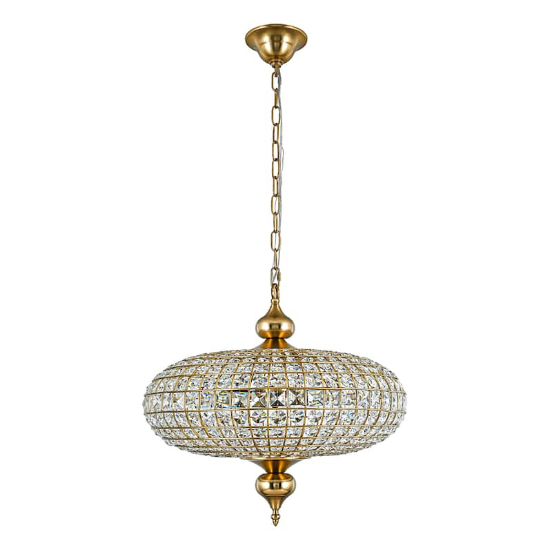 Retro French 4/5-Light Antique Brass Globe Crystal Chandelier for Living/Dining Room