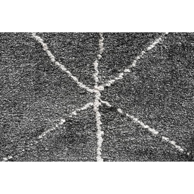 Nina Rowan Black and Ivory Recycled Polyester Area Rug - 6' x 9'