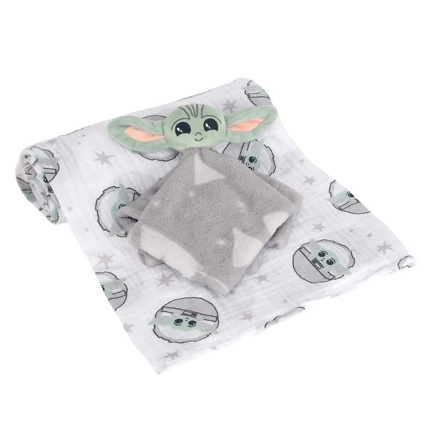 slide 2 of 8, Lambs & Ivy Star Wars Baby Yoda/The Child Swaddle Blanket & Lovey Gift Set