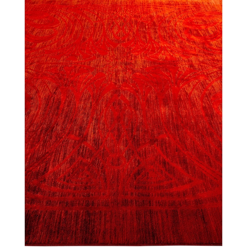 Overton Hand Knotted Wool Vintage Inspired Modern Contemporary Overdyed Orange Area Rug - 8' 1" x 10' 1"