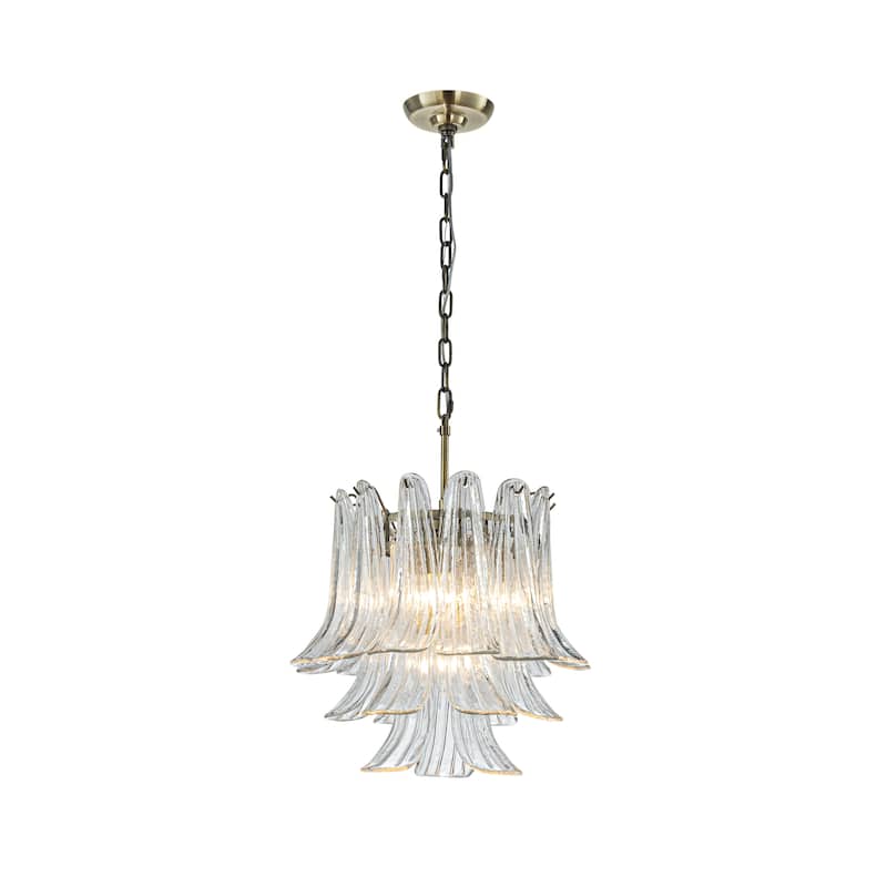Vintage Mid-Century Modern Chandelier Clear Art Glass Pendant With Antique Bronze Finish For Livingroom Bedroom - W18''