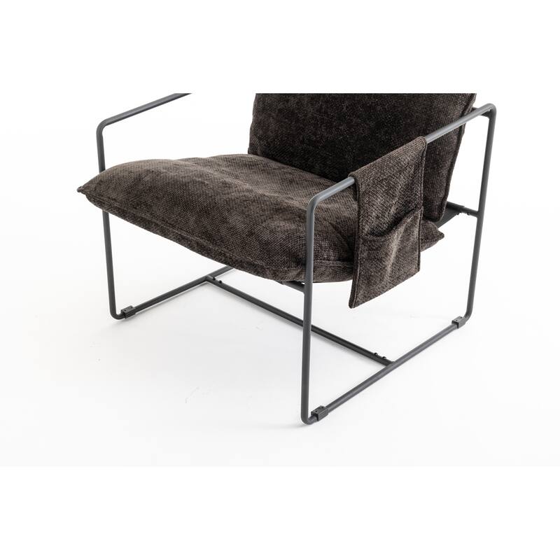 30.7" Arm Chair with Metal Frame and Gold Accents (Set of 2)