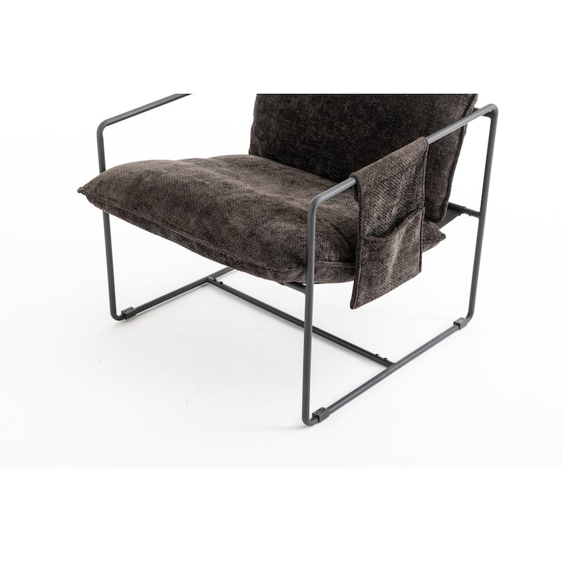 Upholstered Hanging Armchair with Arm PocketsMetal frame