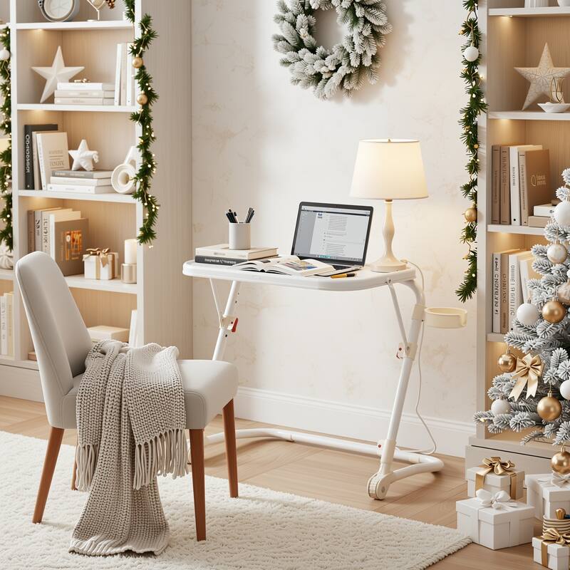 Portable Study Desk with Cup Holder Adjustable Folding for Home, Office,Foldable, Stable, Lightwelght, Storage