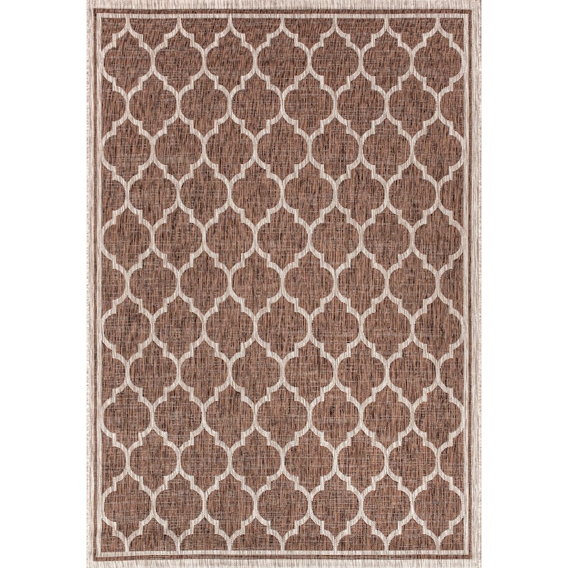 JONATHAN Y Zinnia Textured Weave Indoor/Outdoor Area Rug - 5 X 8 - Espresso/Taupe