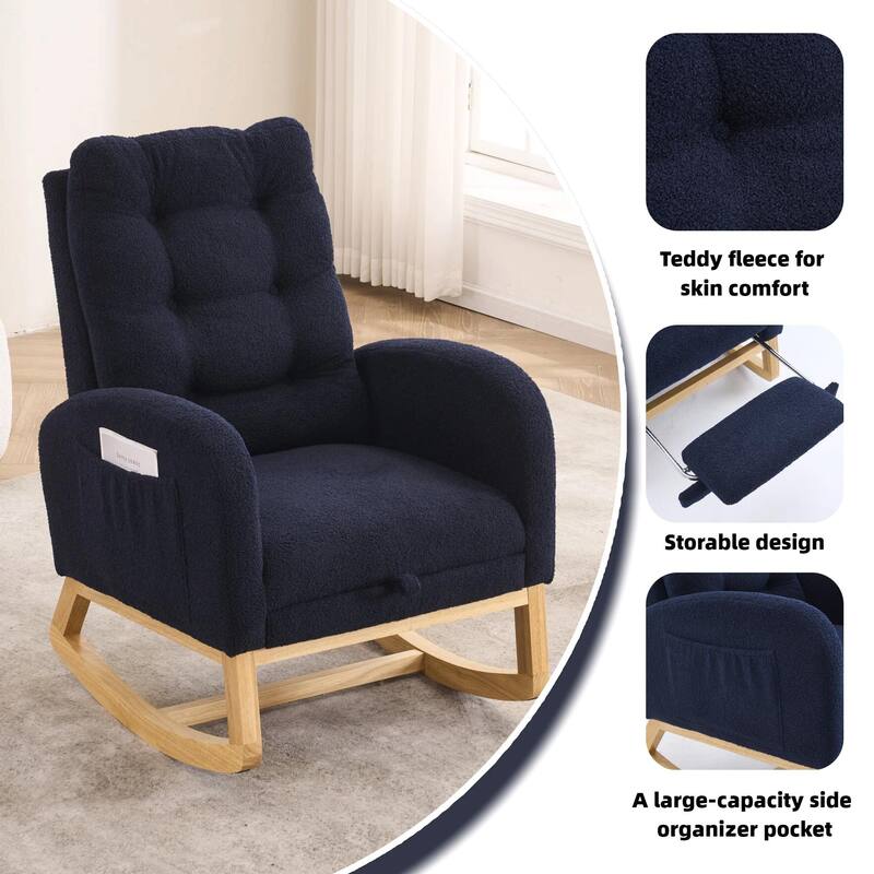 Nursery Rocking Chair - 39.76" Tall with Flip-Down Ottoman