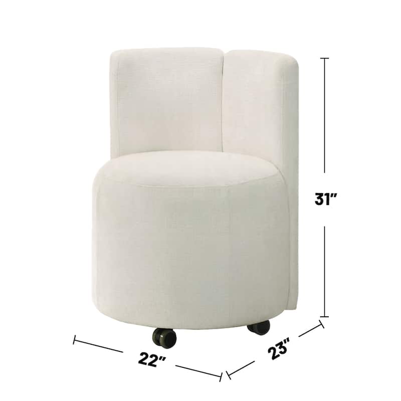 Set of 2 Chenille Upholstered Side Chairs with Swivel in White