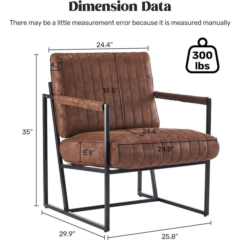 Upholstered Accent Chair with Wide Large Backrest and Thick Cushion, Reading Chair for Living Room