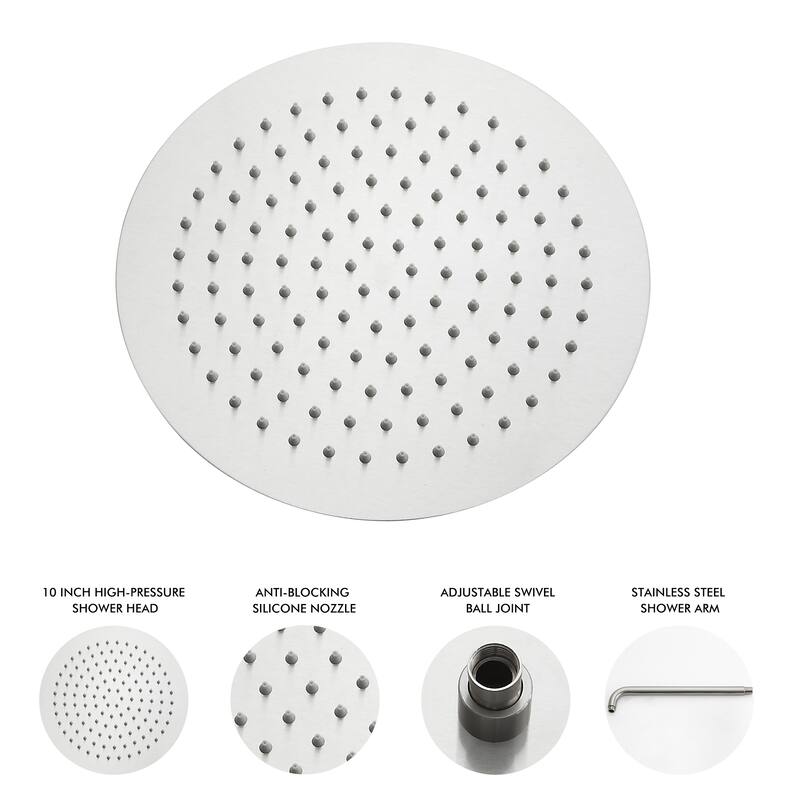 CLihome 1-Spray Patterns 10 in.Shower Head Wall Mounted Fixed Shower Head