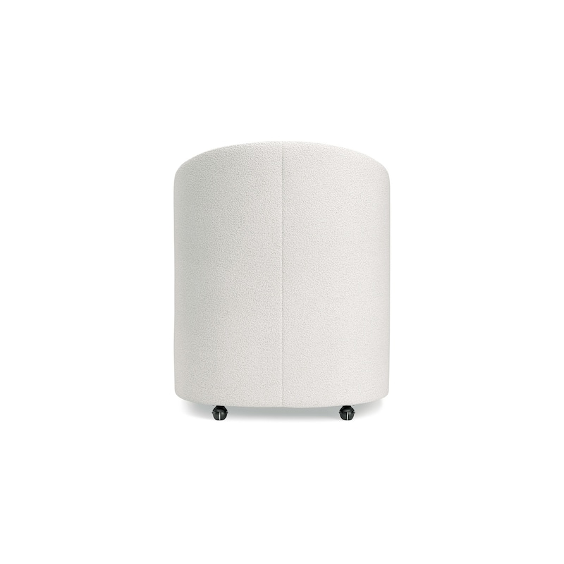 Jeno Home Office Chair with Caster Wheels, White Boucle Fabric